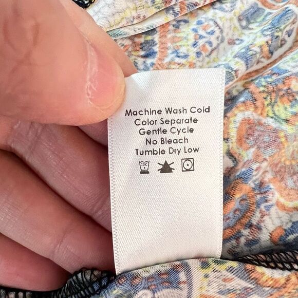 🔥5/25 sale🔥 Veronica M. Lace Up Long Sleeve Damask Print Mini Dress Size S - Picture 9 of 10